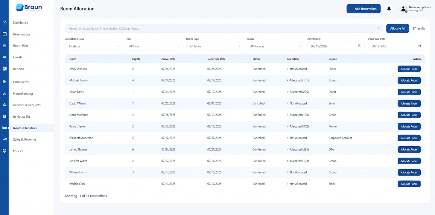 Room Allocation module preview
